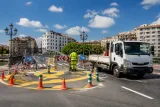 Logroño instala una rotonda provisional en el Puente de Hierro para mejorar la movilidad