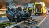Un fallecido y una mujer herida grave tras volcar un turismo en la A-6 a la altura de O Ceao