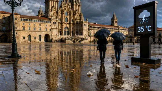 Alerta naranja en Santiago de Compostela: lluvias, tormentas y máximas de 35 grados