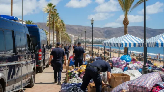 Arona refuerza el control en Las Vistas y realiza una incautación masiva contra la venta ambulante