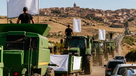 Cerealistas de Guadalajara toman la N-211 para exigir cambios en el índice que frena la siega