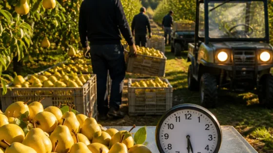 En Lleida la cosecha de pera limonera llega antes y obliga a cambios en horarios y venta