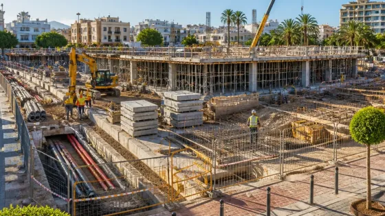 Estepona avanza en su nuevo bulevar: canalizaciones completas y parking al 75%