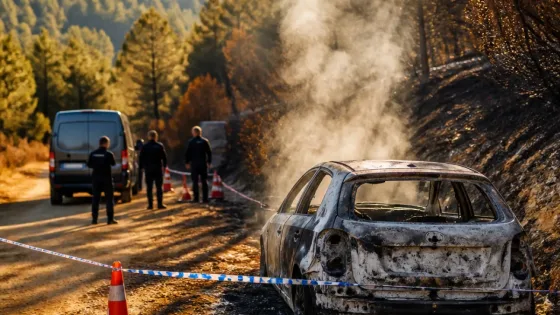 Hallado un cadáver junto a un coche calcinado en la Sierra de Salamanca