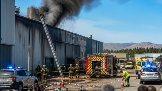 Incendio en el Parque Industrial Saprelorca obliga a desalojar una nave en Lorca
