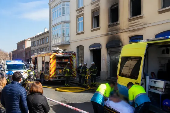 Incendio en la calle Valcárcel de León deja a una persona herida y moviliza a bomberos y servicios