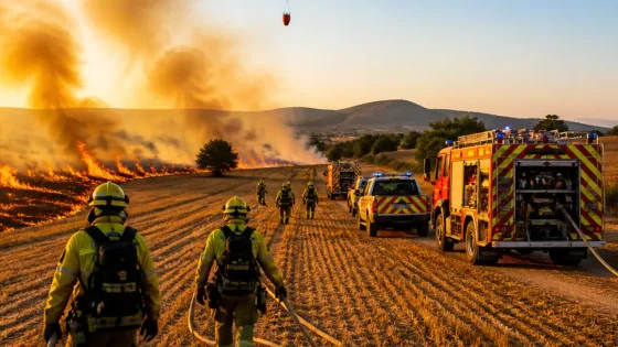 Incendio en una parcela de cereal en Heredia moviliza a bomberos y medios aéreos