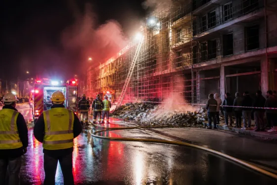 Incendio nocturno en construcción obliga a evacuar a 40 personas en L'Hospitalet de Llobregat