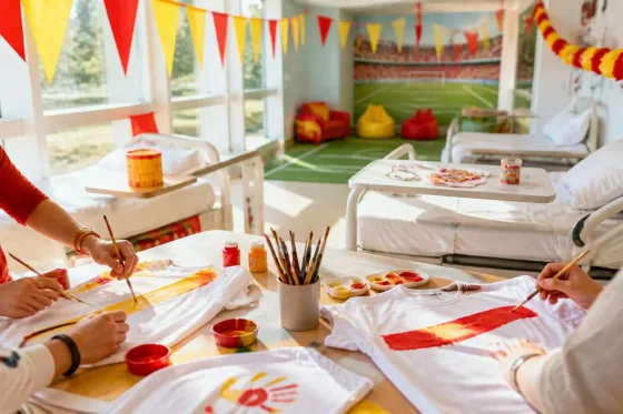 La planta de Oncología Pediátrica del Materno Infantil de Badajoz se viste de apoyo a la selección