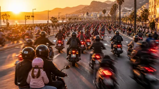 Más de 200 moteros dan voz a la pasión por las dos ruedas en la VI Ruta Nocturna de Ceuta