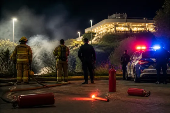 Susto nocturno por un incendio provocado en el Parc Forestal de Mataró