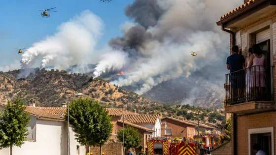 Un incendio forestal obliga a confinar a cerca de 1.000 vecinos en dos pueblos de Ciudad Real