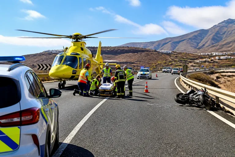 Evacuado en helicóptero un motorista herido grave en el enlace GC-500/GC-1 de Mogán