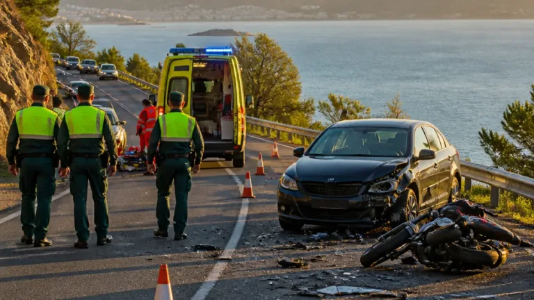 Accidente grave en Oia: un motorista hospitalizado tras una colisión en la PO-552 en Pontevedra