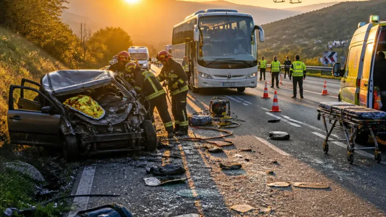 Accidente mortal en la CL-620 en Burgos: una fallecida tras choque entre autobús y turismo