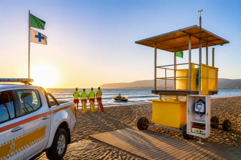 Adra activa un dispositivo de playas con desfibriladores, tablas de rescate y moto acuática
