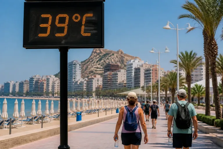 Aemet declara aviso naranja el martes en Alicante: se esperan máximas próximas a 40 ºC