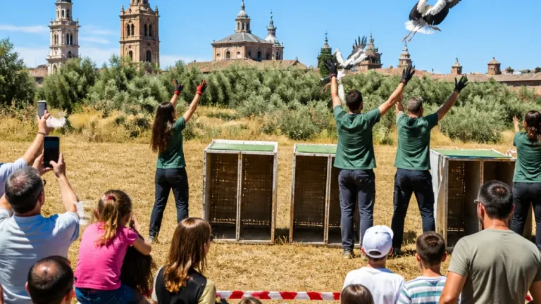 Alcalá de Henares acoge la suelta pública de pollos de cigüeña blanca recuperados