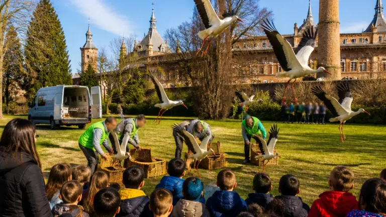 Alcalá de Henares celebra la suelta de 20 cigüeñas recuperadas en la Huerta del Obispo