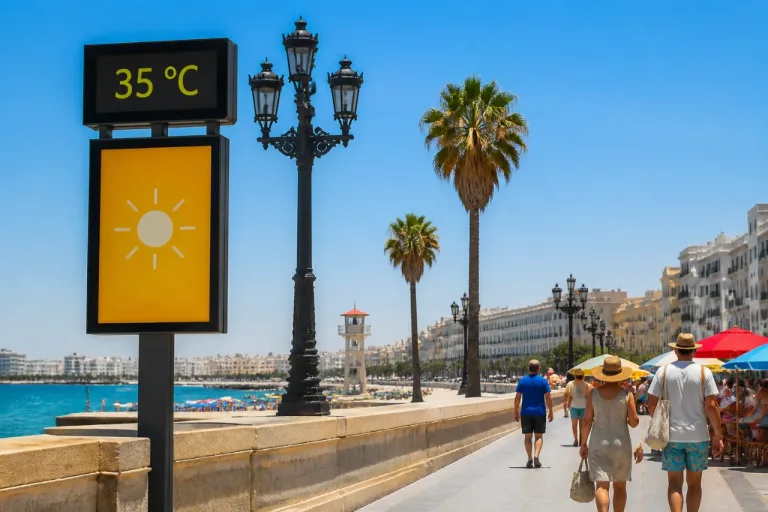 Alerta amarilla en Cádiz por temperaturas máximas: recomendaciones y previsión
