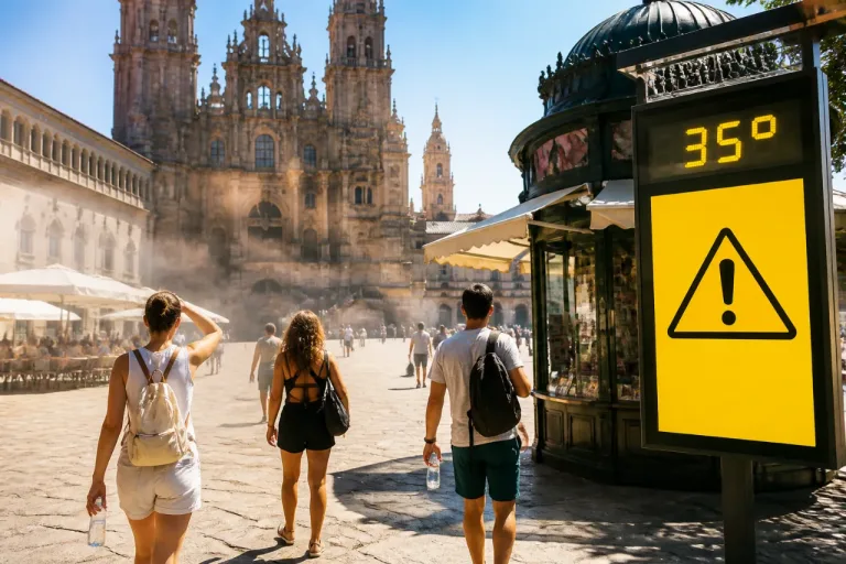 Alerta amarilla por calor en Santiago de Compostela: máximas en torno a 35 °C