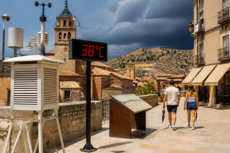 Alerta amarilla por calor en Teruel: máximas en torno a 38 °C y tarde con tormentas