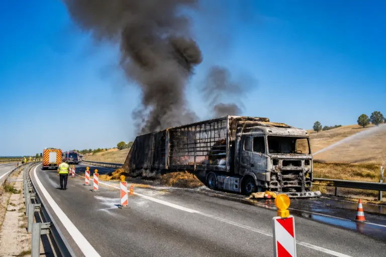 Arde un camión de paja y corta la A-22 a la altura de Tamarite de Litera