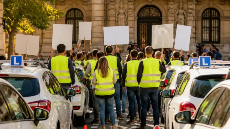 Autoescuelas de Lleida protestan ante la DGT por las largas listas de espera y la falta de examinadores