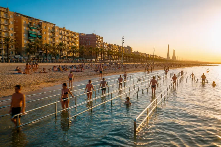 Badalona instala cinco barandillas en sus playas para mejorar el acceso al mar