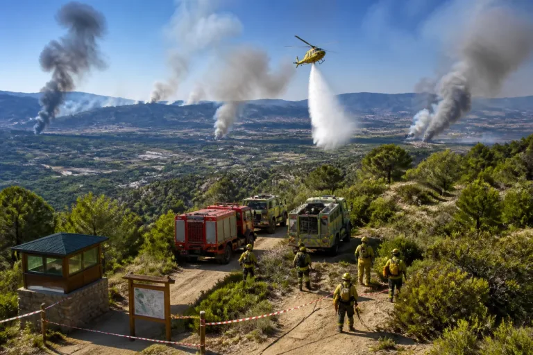 Cuatro incendios simultáneos movilizan a bomberos y medios aéreos en la provincia de Valencia