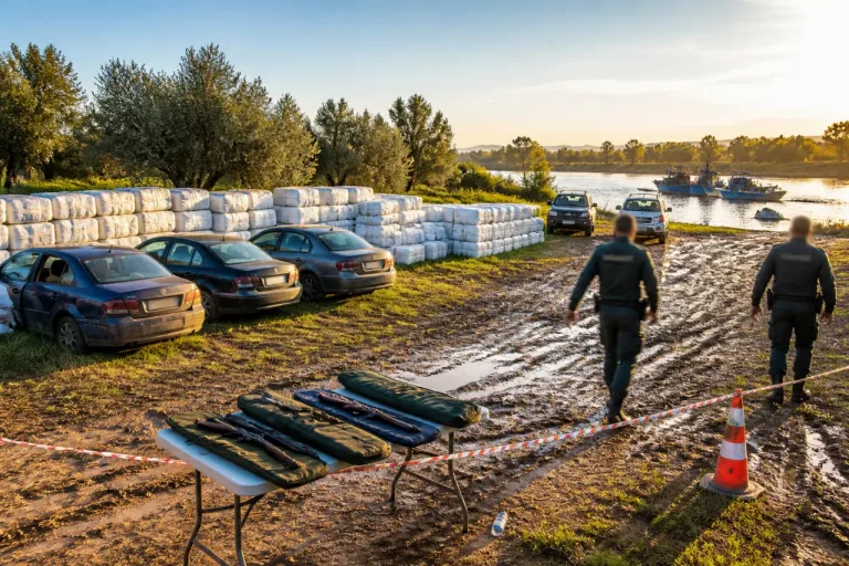 Desarticulada una 'guardería' de droga junto al río Guadiana con 2.560 kg de hachís