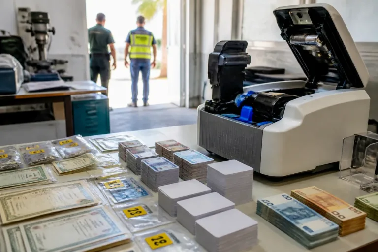 Desmantelan en Roquetas de Mar un taller que falsificaba documentos y dinero