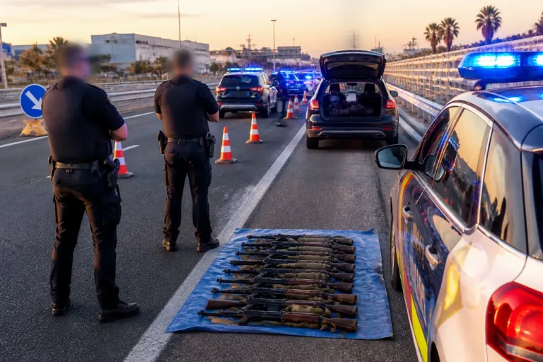 Detenidos cuatro hombres tras peligrosa persecución en Alicante con ocho fusiles AK‑47 en el coche