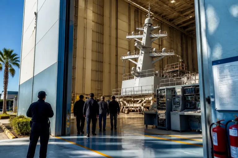 El Ajema visita Navantia en San Fernando y examina el banco de pruebas terrestre LBTS