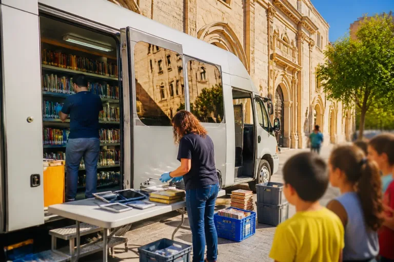 El bibliobús escolar abre sus puertas en Zamora para mostrar su labor en el medio rural
