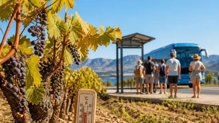 El calor extremo reduce expectativas de la vendimia y dispara la demanda del bus a la costa