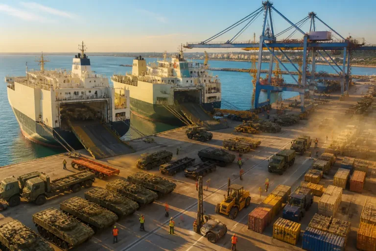 El Port de Tarragona embarca 400 vehículos militares en dos buques rumbo a Canarias y Ceuta