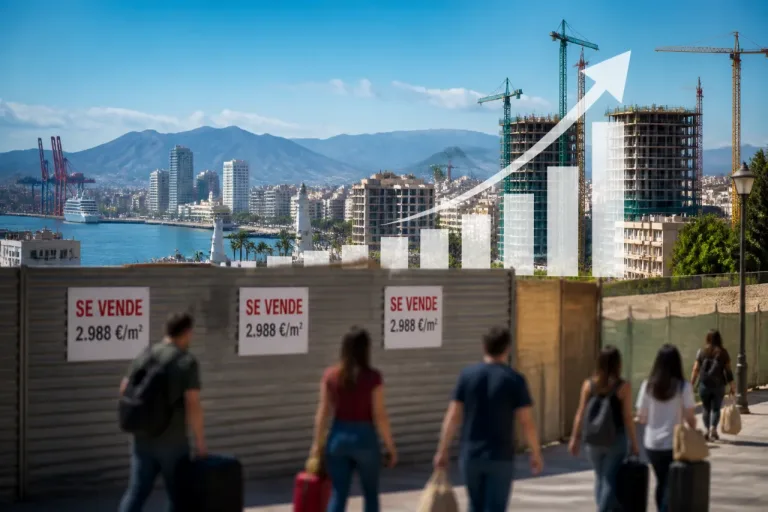El precio de la vivienda en Málaga roza los 3.000 €/m² y marca la mayor subida interanual de Andalucía