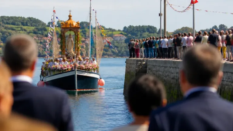 El puerto de San Esteban se llenó para la procesión del Carmen en Muros de Nalón