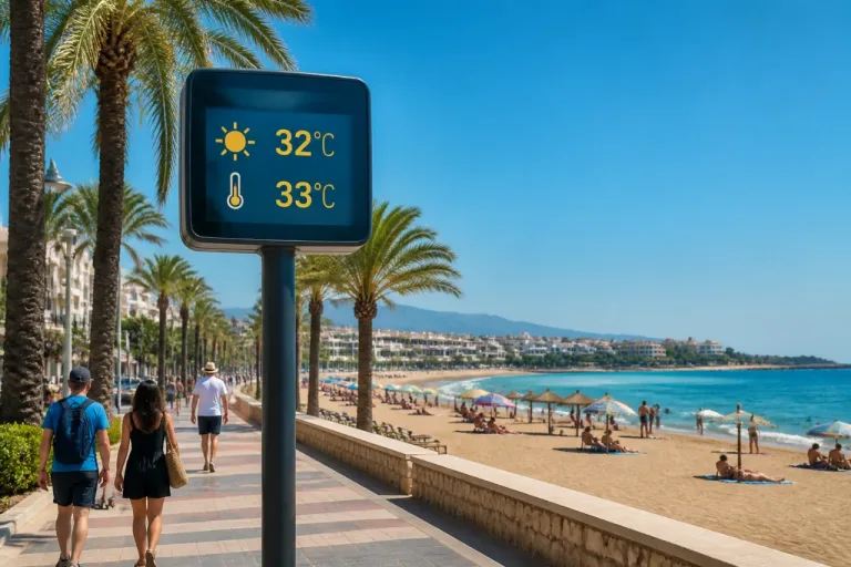 Estepona: jornada soleada y máximas en torno a 32–33 ºC en los próximos días