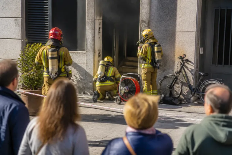 Explosión de batería de bici eléctrica causa humo en un portal y una atendida en Vigo