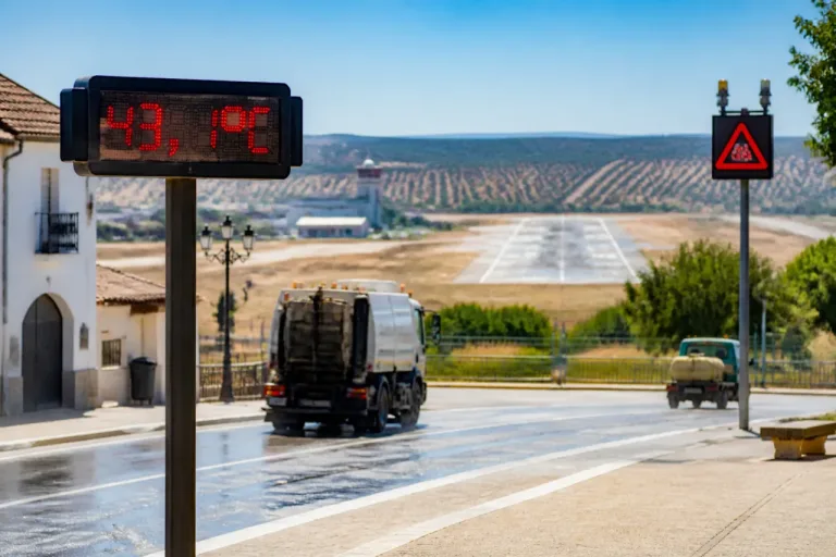 Fuentes de Andalucía registra 43,1 °C y el aeropuerto de Sevilla 42,6 °C en la ola de calor