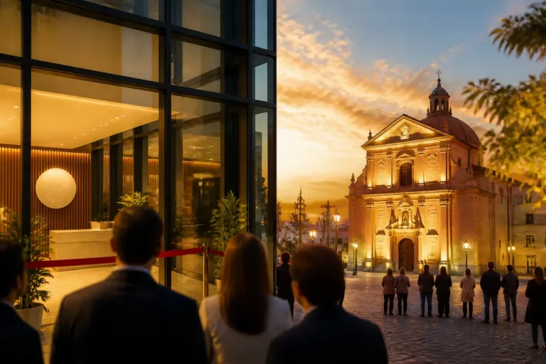 García‑Page inaugura oficinas de Rujamar en Cuenca y la nueva iluminación de la basílica de Villanueva