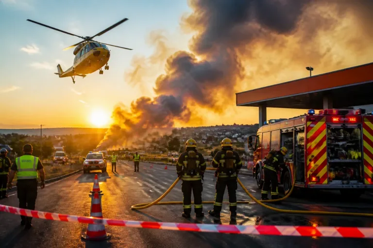 Incendio activo en San Cristóbal de Entreviñas obliga a vigilar la N‑630 y la gasolinera de Cobadu en Zamora