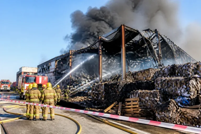 Incendio controlado en una nave de gestión de residuos en Sant Boi de Llobregat