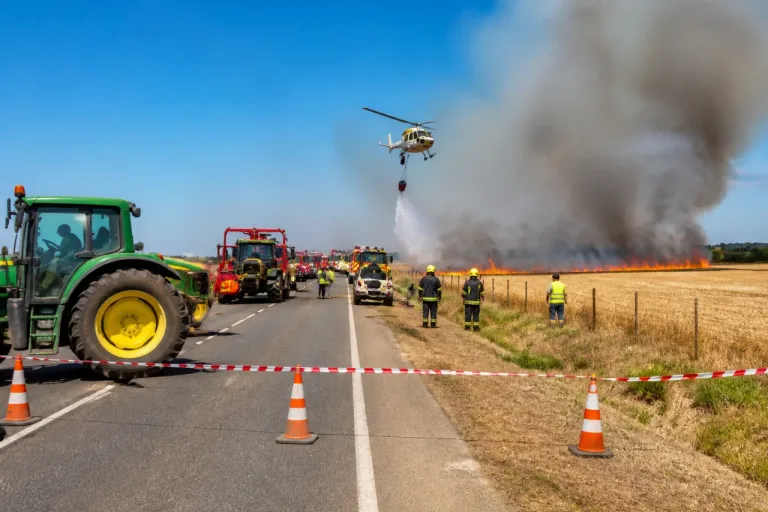 Incendio en Alcolea de Cinca moviliza a bomberos, operativo Infoar y corta la A-130