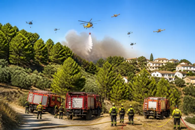 Incendio en Beas de Granada moviliza ocho medios aéreos y 68 efectivos