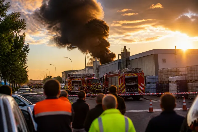 Incendio en el Polígono Polirrosa moviliza a bomberos y corta tráfico en Huelva