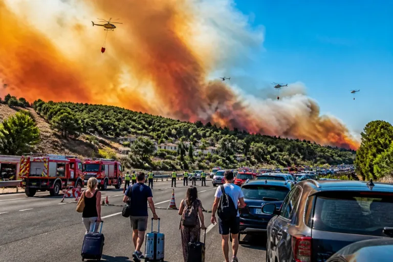 Incendio en Montemayor (Estepona) corta la AP-7 y desalojan viviendas; Infoca eleva a fase 1
