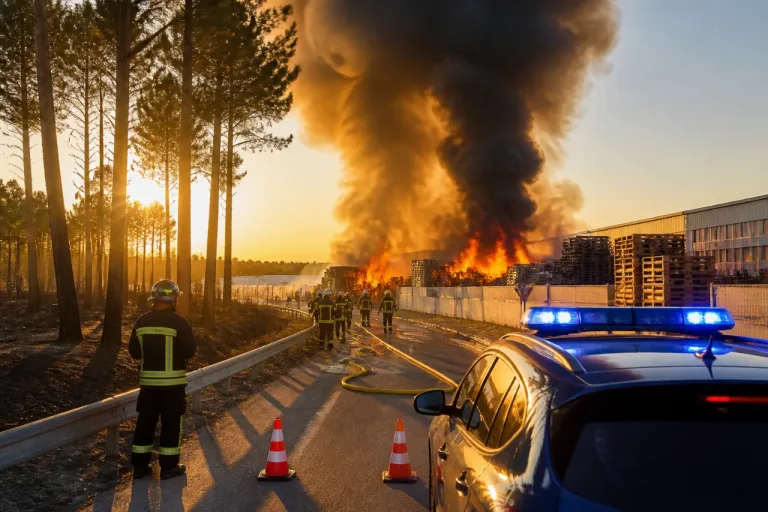 Incendio en una empresa de palés tiñe de humo Valladolid y corta la VA-20 y la N-601